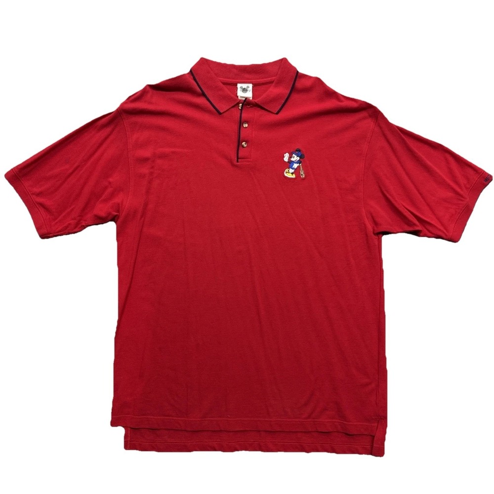 Mickey Mouse Polo Disney Catalog Men's 3X  Cotton Baseball Golf Red Vintage 90s